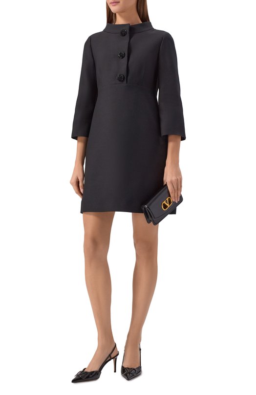 Платье из шерсти и шелка Valentino 8B3VAHS0/1CF Чёрный  8B3VAHS0/1CF Фото 2