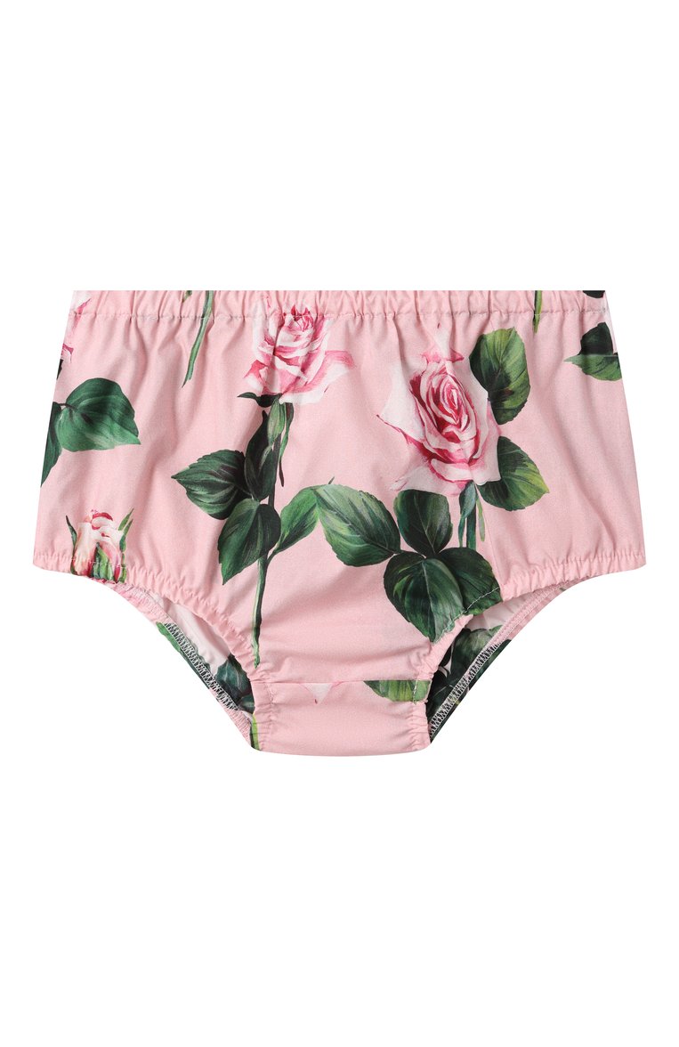 Женский комплект из платья и шорт DOLCE & GABBANA розового цвета, арт. L2JD9R/G700S | Фото 4 (Нос: Не проставлено; Материал внешний: Хлопок; Ростовка одежда: 6 мес | 68 см, 24 мес | 92 см, 18 мес | 86 см, 12 мес | 80 см, 3 мес | 62 см, 9 мес | 74 см)