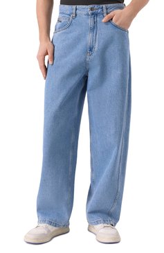 Мужские джинсы EMPORIO ARMANI синего цвета, арт. EM001705/AF13269 | Фото 3 (Материал внешний: Хлопок, Деним; Длина (брюки, джинсы): Стандартные; Стили: Повседневный; Кросс-КТ: Деним; Силуэт М (брюки): Широкие)