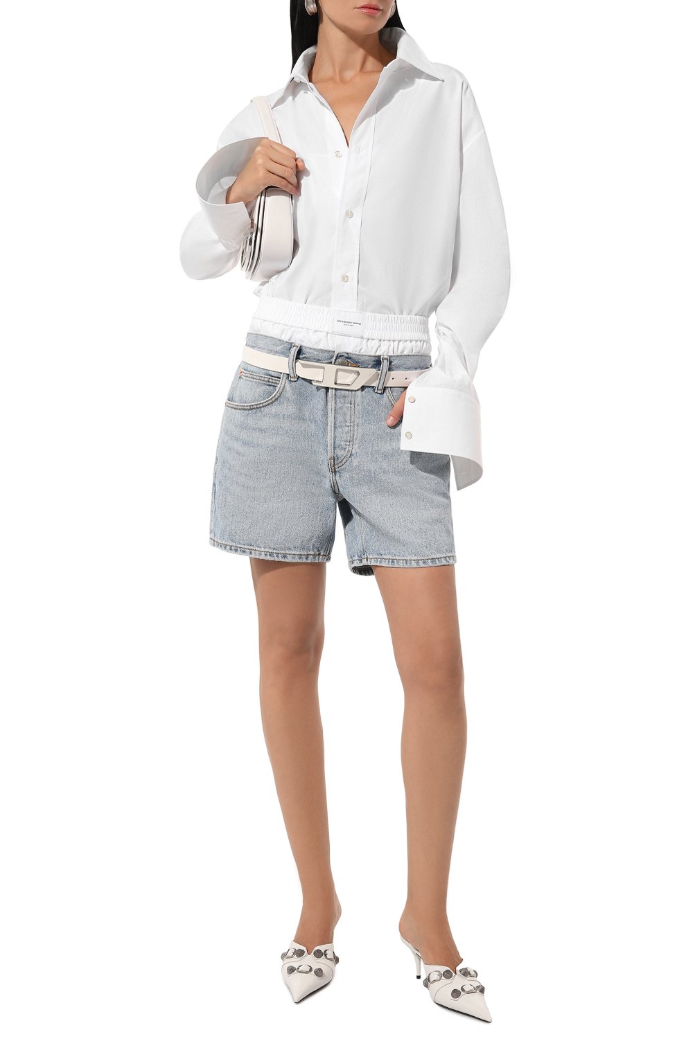 Джинсовые шорты ALEXANDER WANG голубого цвета по цене 59350 руб., арт. 4DC3244404, фото 2 Джинсовые шорты ALEXANDER WANG, арт. 4DC3244404, фото 2