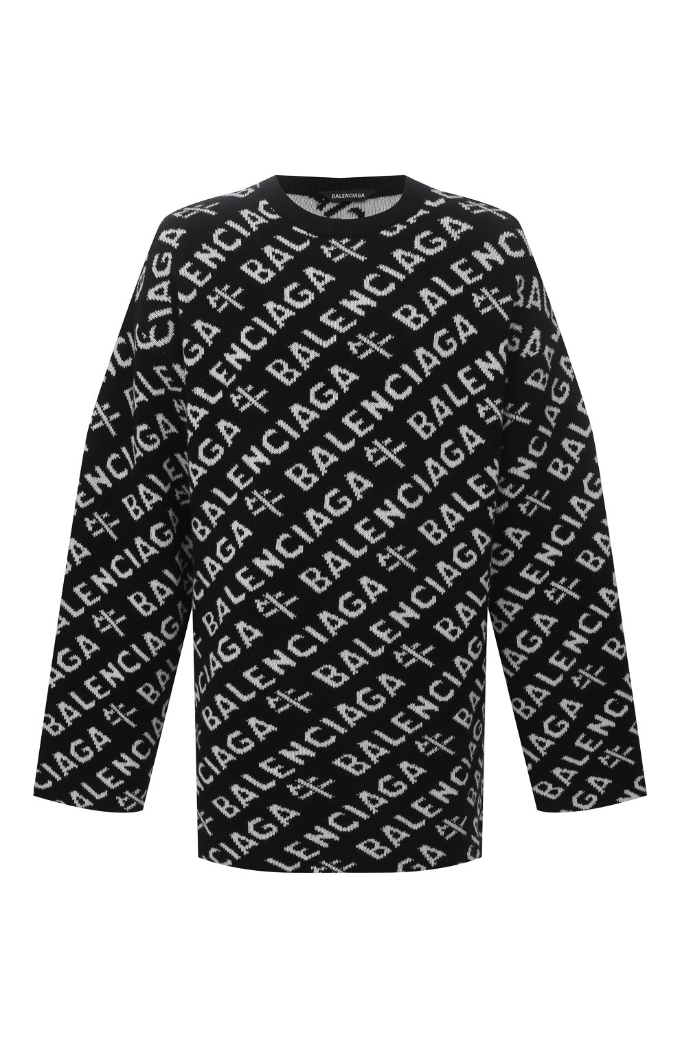 Шерстяной свитер BALENCIAGA черно-белого цвета по цене 121500 руб., арт. 648042/T1599, фото 1 Шерстяной свитер BALENCIAGA, арт. 648042/T1599, фото 1