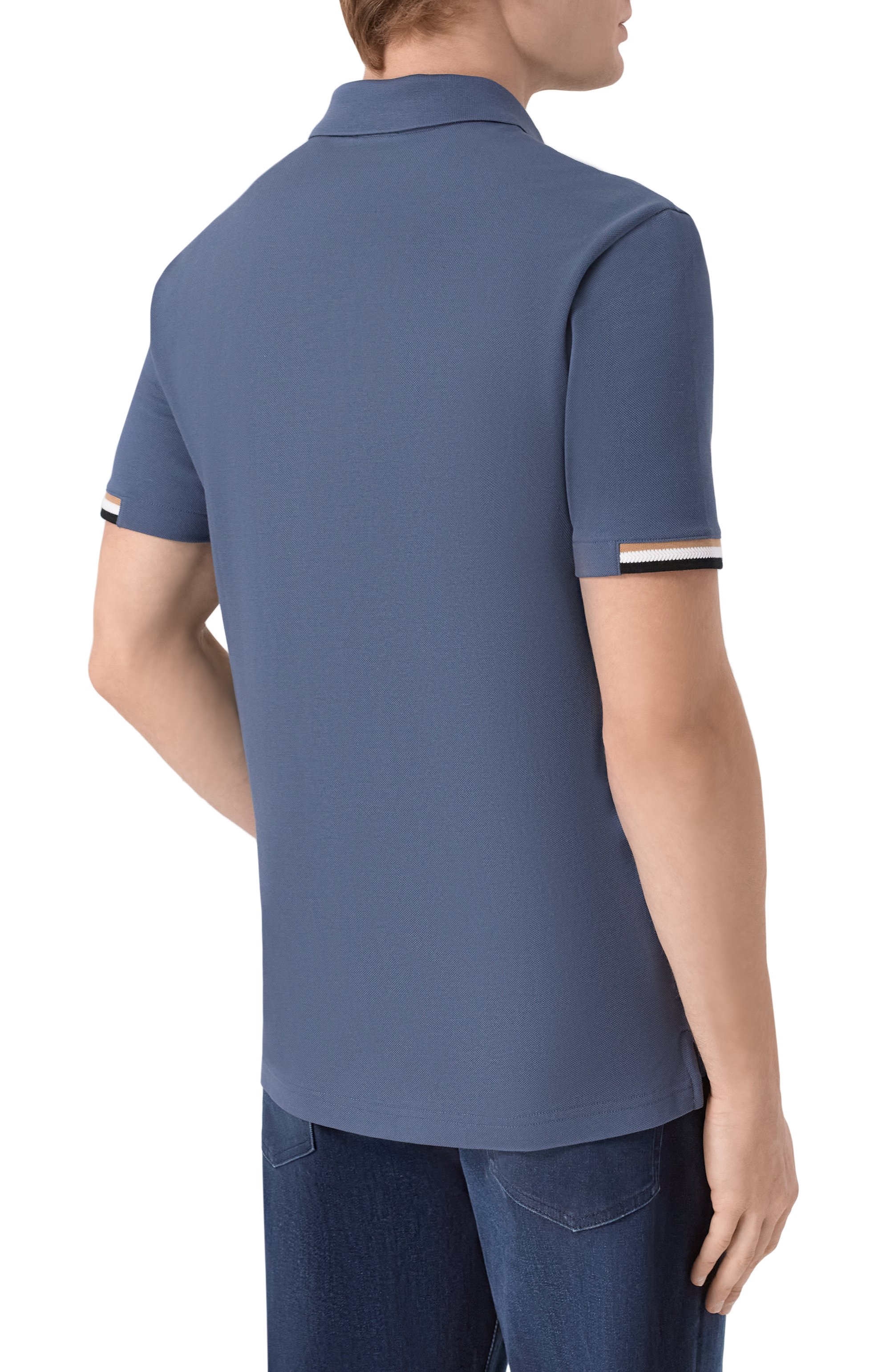 Хлопковое поло BOSS синего цвета по цене 19950 руб., арт. 50467113, фото 4 Хлопковое поло BOSS, арт. 50467113, фото 4