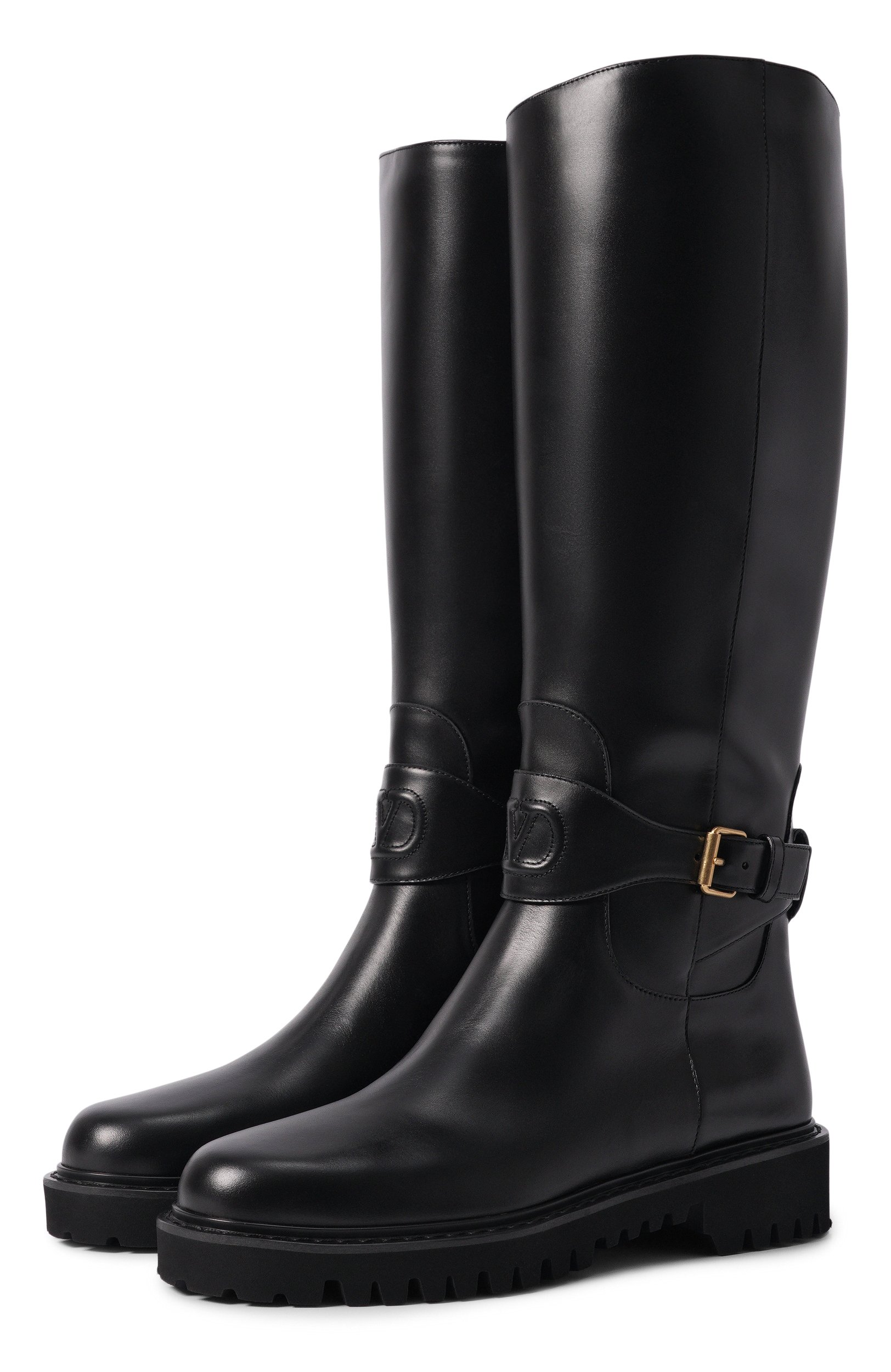 Кожаные сапоги vlogo signature VALENTINO черного цвета по цене 225000 руб., арт. 9W2S0QA3/VQK, фото 1 Кожаные сапоги vlogo signature VALENTINO, арт. 9W2S0QA3/VQK, фото 1