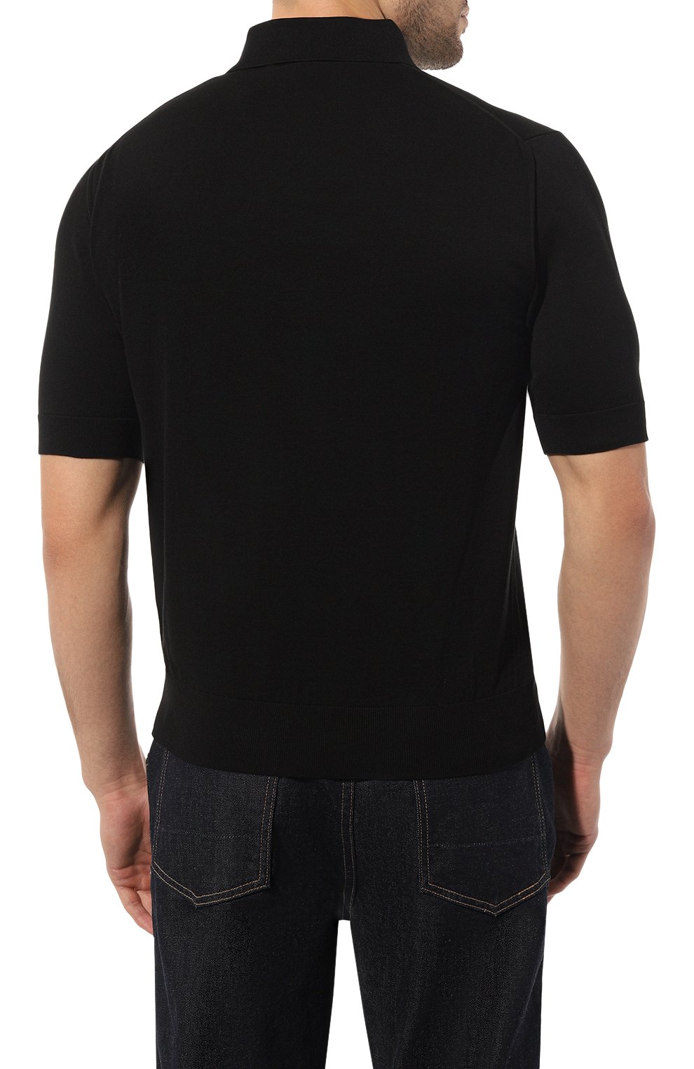 Хлопковое поло DOLCE & GABBANA черного цвета по цене 77200 руб., арт. GXM46T/JACU7, фото 4 Хлопковое поло DOLCE & GABBANA, арт. GXM46T/JACU7, фото 4