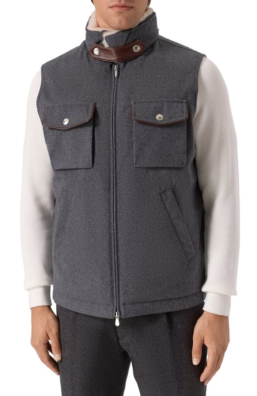 Шерстяной жилет Brunello Cucinelli MM4701646 Серый  MM4701646 Фото 3
