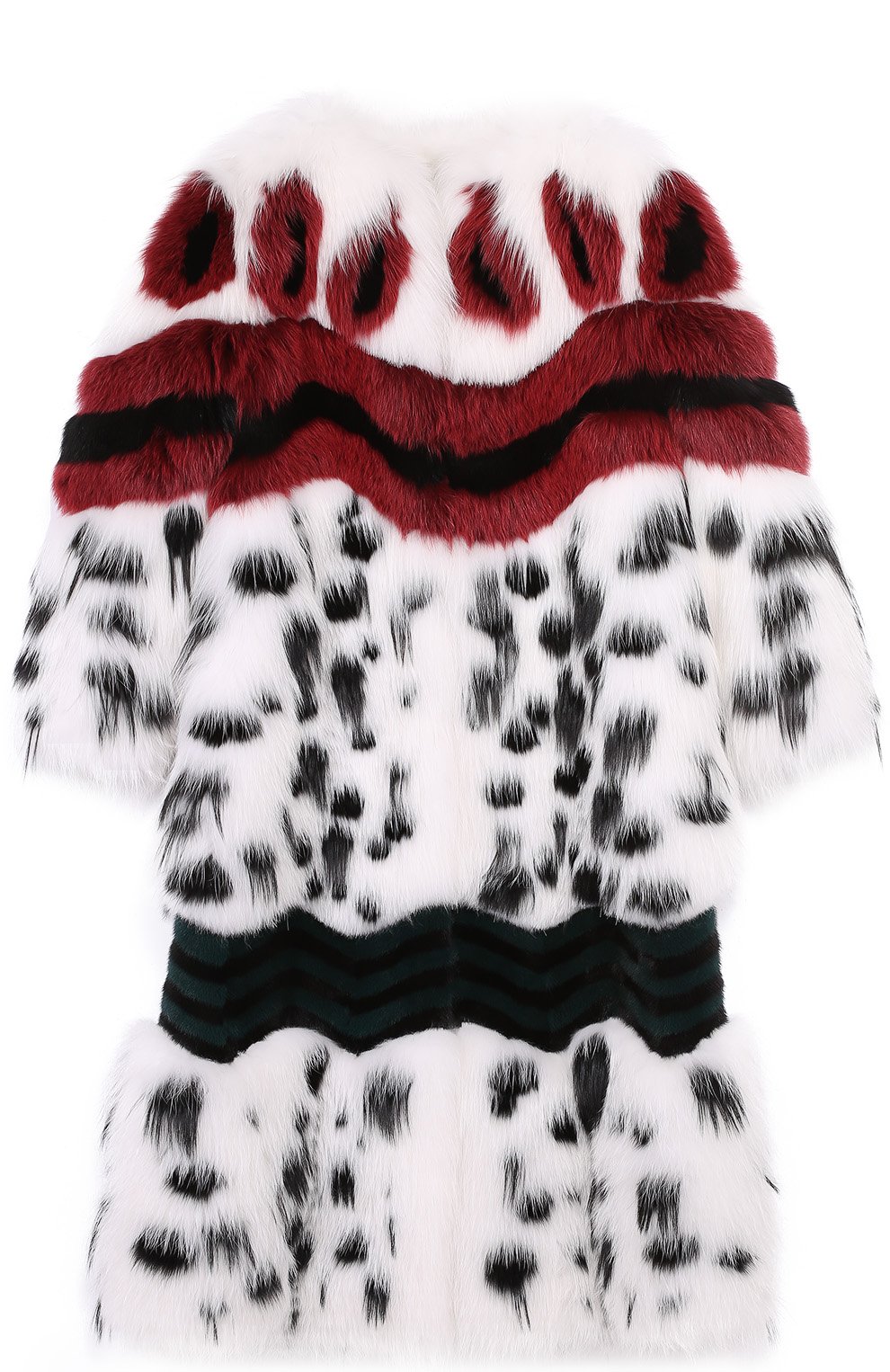 Удлиненная шуба из меха лисы с контрастной отделкой FENDI, арт. FNF86A/SDW, фото 1
