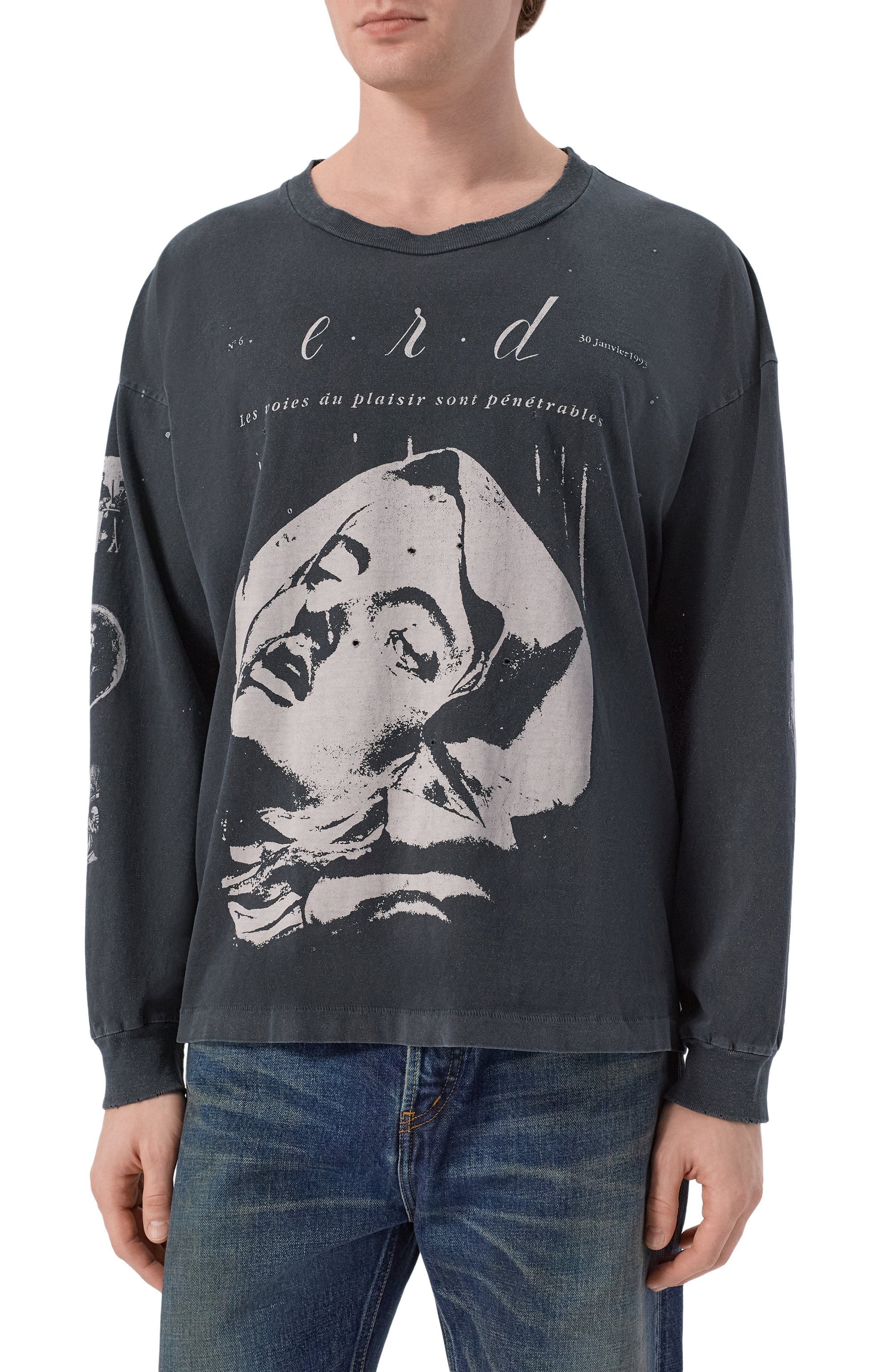 Хлопковый лонгслив ENFANTS RICHES DEPRIMES темно-серого цвета по цене 139500 руб., арт. 010-887/C0TT0N, фото 3 Хлопковый лонгслив ENFANTS RICHES DEPRIMES, арт. 010-887/C0TT0N, фото 3