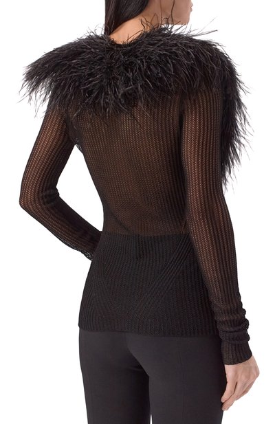 Кардиган с отделкой перьями страуса BLUMARINE, арт. 2M659A, фото 4