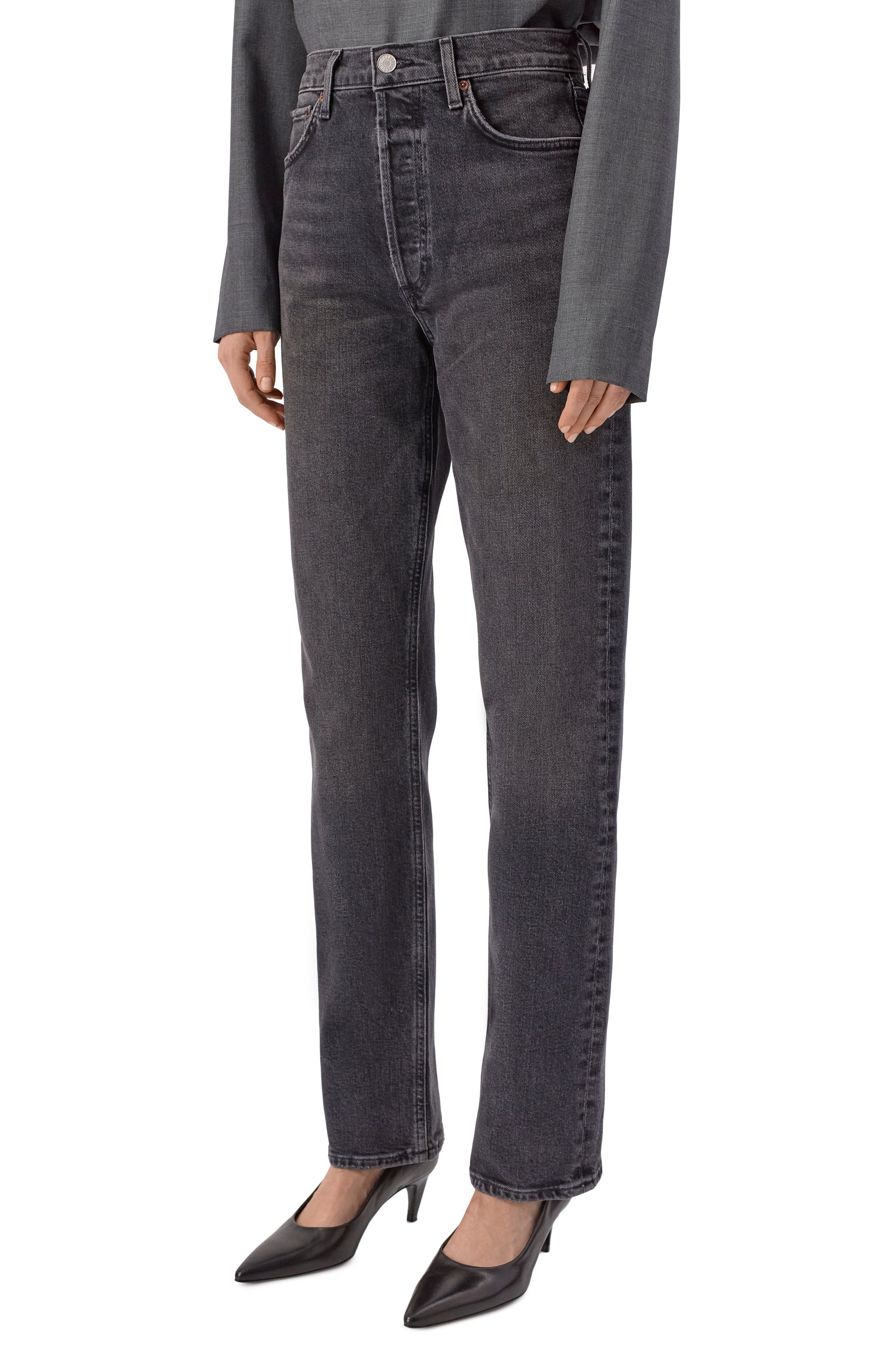 Джинсы 90’s pinch waist long AGOLDE черного цвета по цене 52400 руб., арт. A2661825, фото 3 Джинсы 90’s pinch waist long AGOLDE, арт. A2661825, фото 3