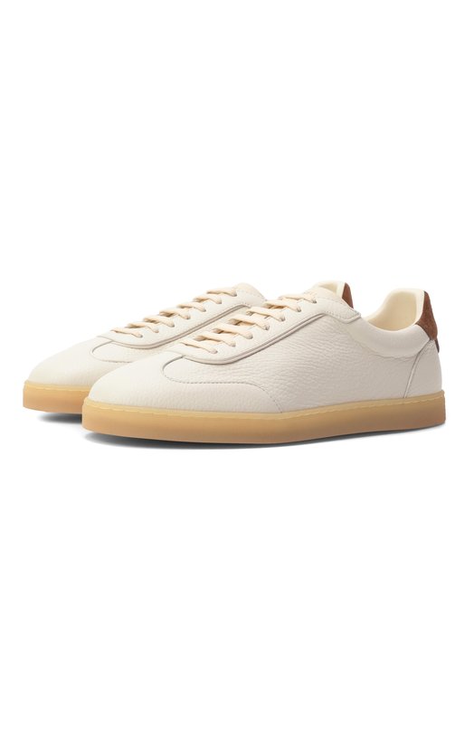 Кожаные кеды Brunello Cucinelli MZUKSGJ336 Кремовый MZUKSGJ336