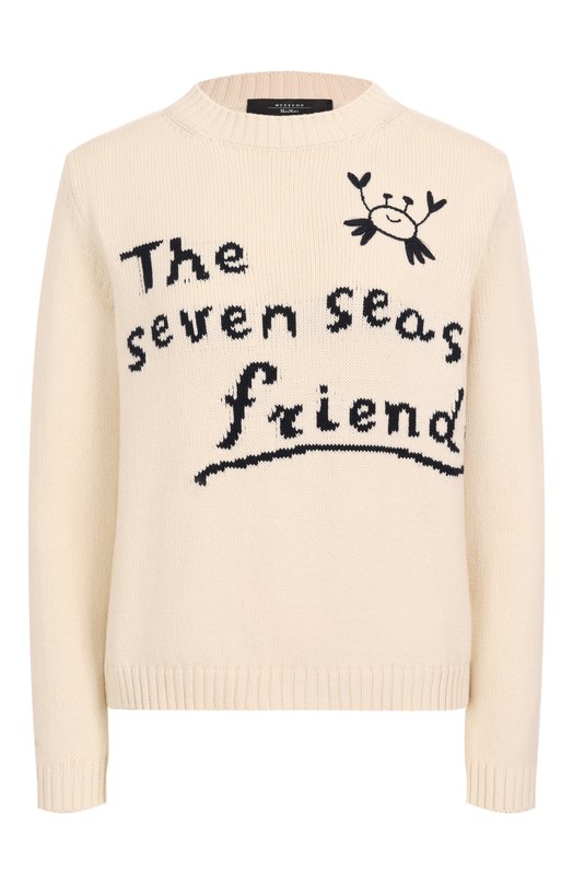 Хлопковый свитер Weekend Max Mara NESP0LA Кремовый NESP0LA