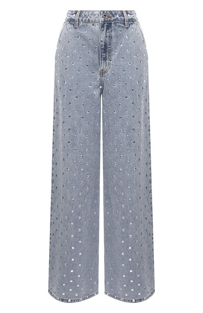 Джинсы с отделкой стразами SELF-PORTRAIT голубого цвета по цене 79950 руб., арт. PF24-839P-BL, фото 1 Джинсы с отделкой стразами SELF-PORTRAIT, арт. PF24-839P-BL, фото 1