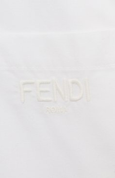 Детское хлопковая рубашка FENDI белого цвета, арт. JFC106/A0CV/3A-6A | Фото 3 (Рукава: Длинные; Случай: Повседневный; Материал сплава: Проставлено; Материал внешний: Хлопок; Драгоценные камни: Проставлено; Ростовка одежда: 7 лет | 122 см)