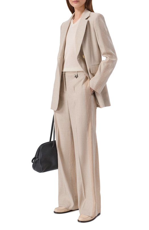 Брюки изо льна и вискозы Lorena Antoniazzi P2638PA01M/5154 Бежевый  P2638PA01M/5154 Фото 2