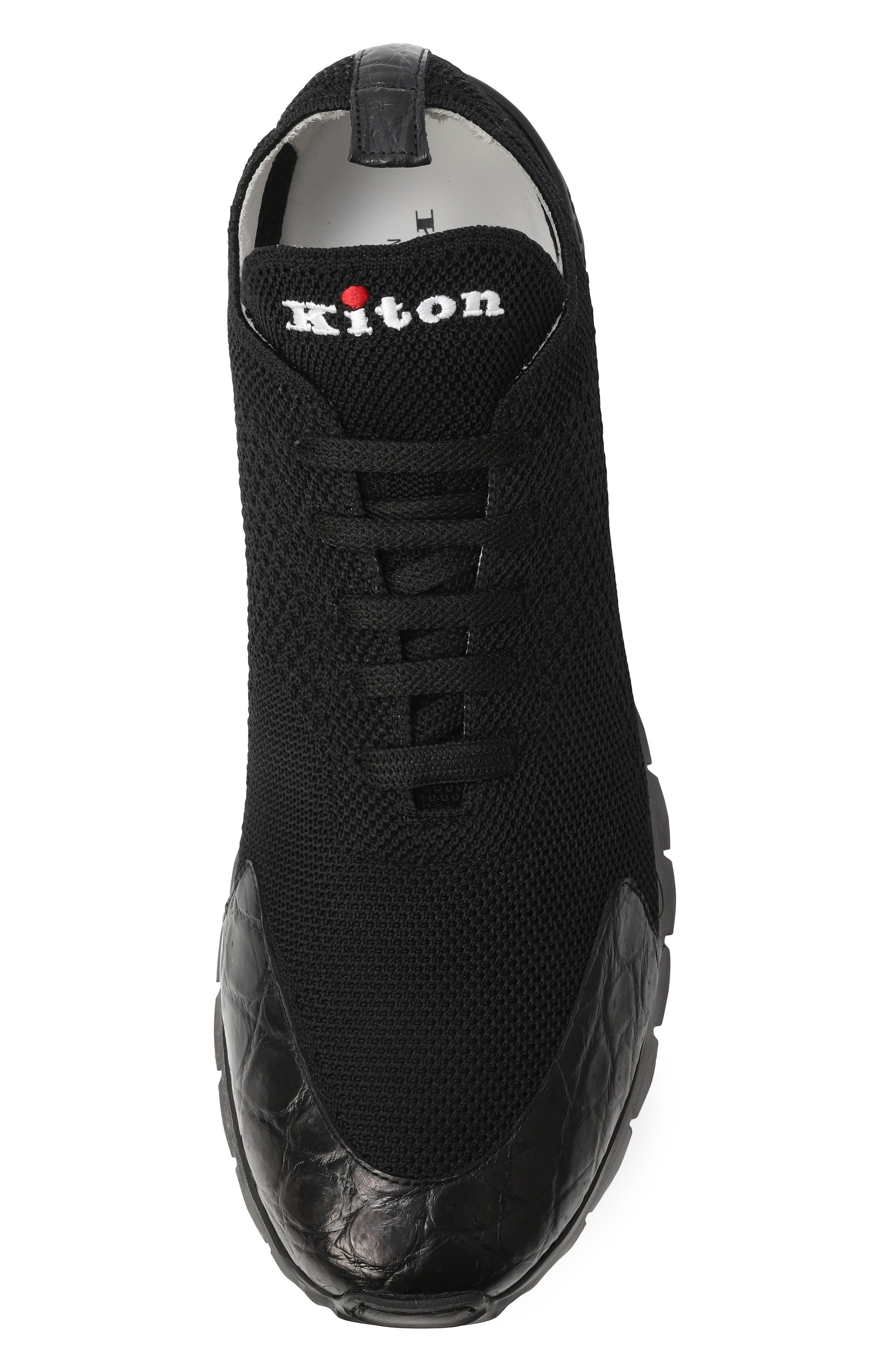 Текстильные кроссовки с отделкой из крокодила KITON, арт. USSFITBN0134203, фото 6