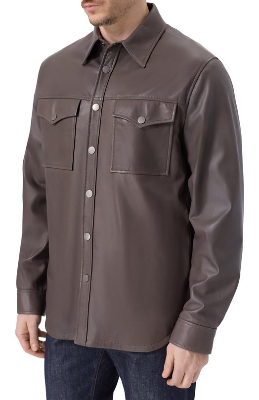 Кожаная куртка-рубашка MVST 54204/58-68 Коричневый  54204/58-68 Фото 3