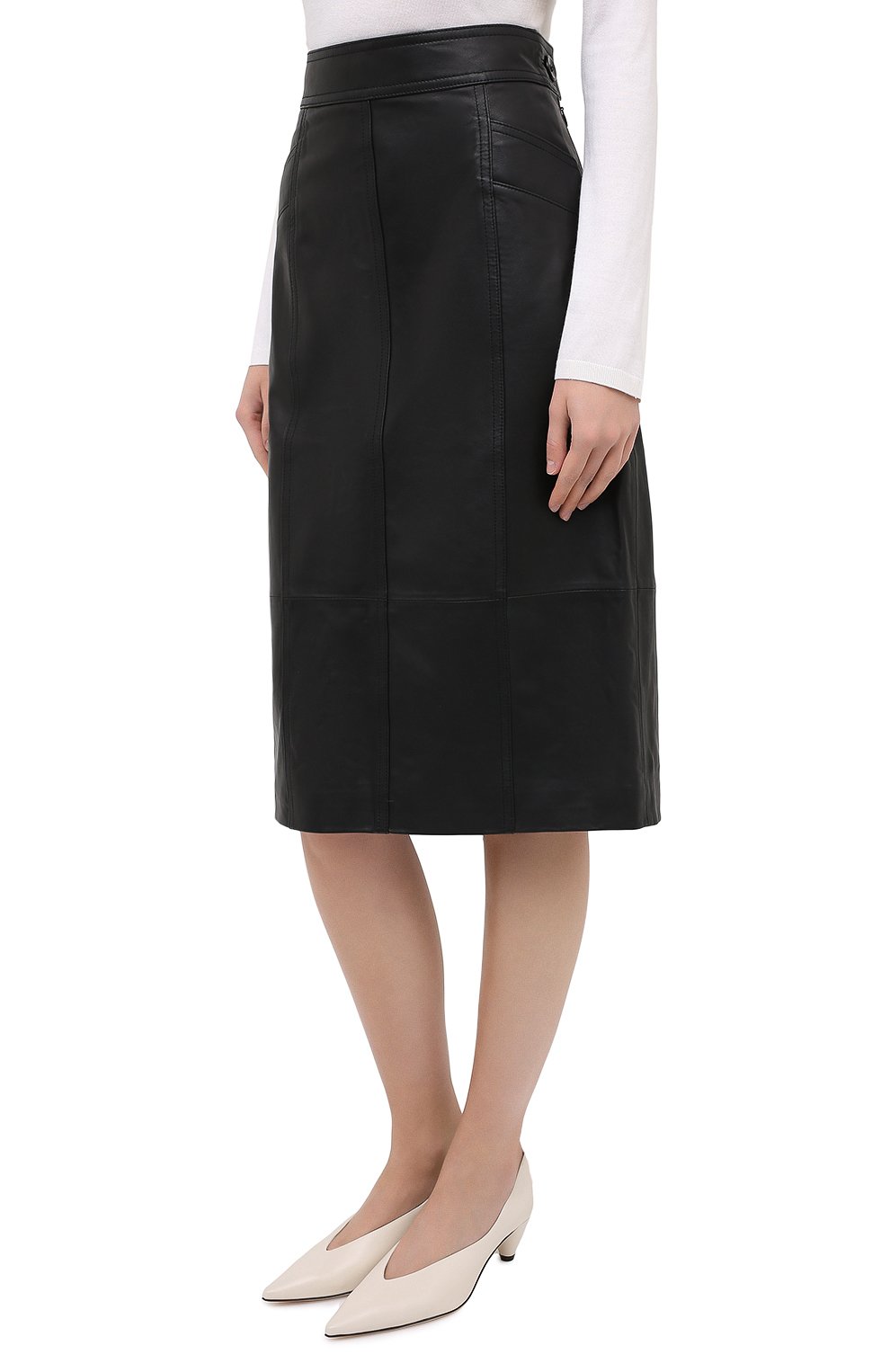 Кожаная юбка PROENZA SCHOULER WHITE LABEL черного цвета по цене 61800 руб., арт. WL2035012-LR184, фото 4 Кожаная юбка PROENZA SCHOULER WHITE LABEL, арт. WL2035012-LR184, фото 4