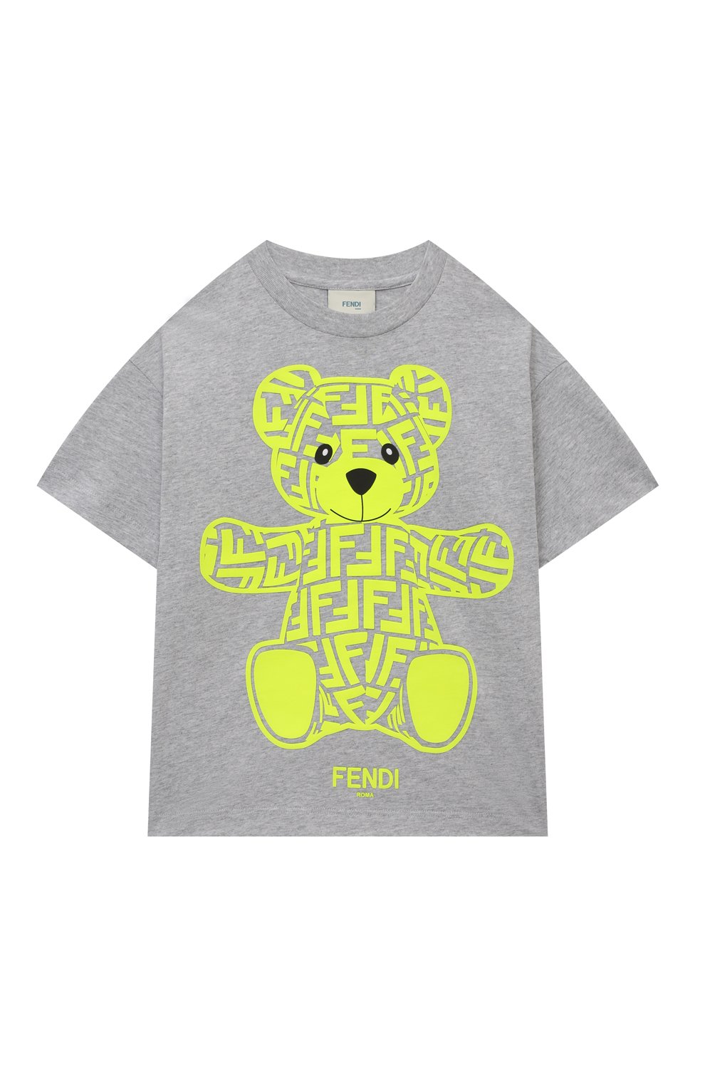 Хлопковая футболка FENDI серого цвета по цене 25750 руб., арт. JUI144/7AJ/4-6, фото 1 Хлопковая футболка FENDI, арт. JUI144/7AJ/4-6, фото 1