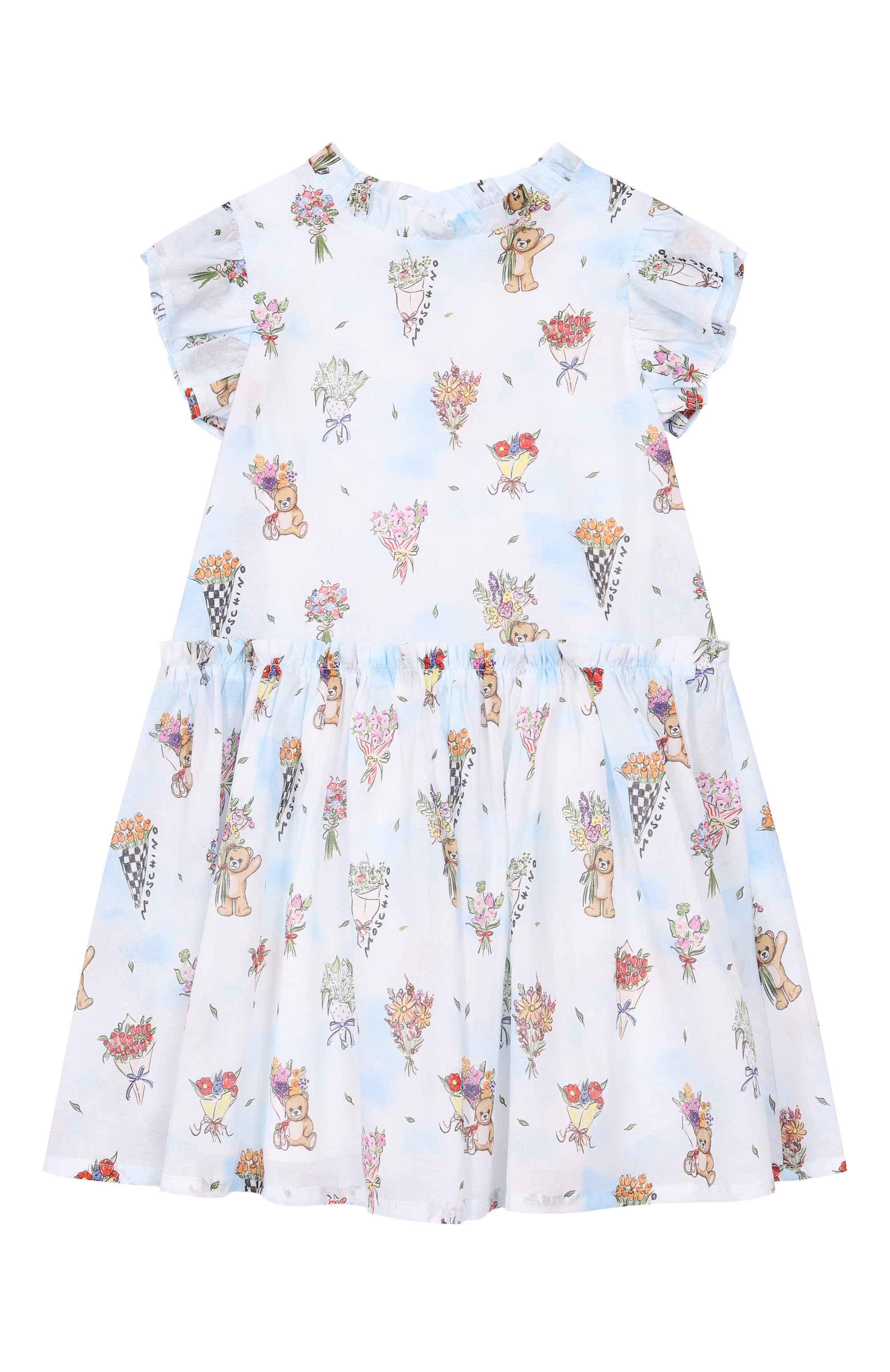 Хлопковое платье MOSCHINO голубого цвета по цене 29950 руб., арт. HDV0HH/L1B14, фото 1 Хлопковое платье MOSCHINO, арт. HDV0HH/L1B14, фото 1