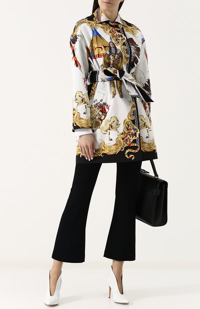 Двустороннее пальто из смеси хлопка и шелка с поясом и принтом VERSACE, арт. A79423/A225756, фото 2