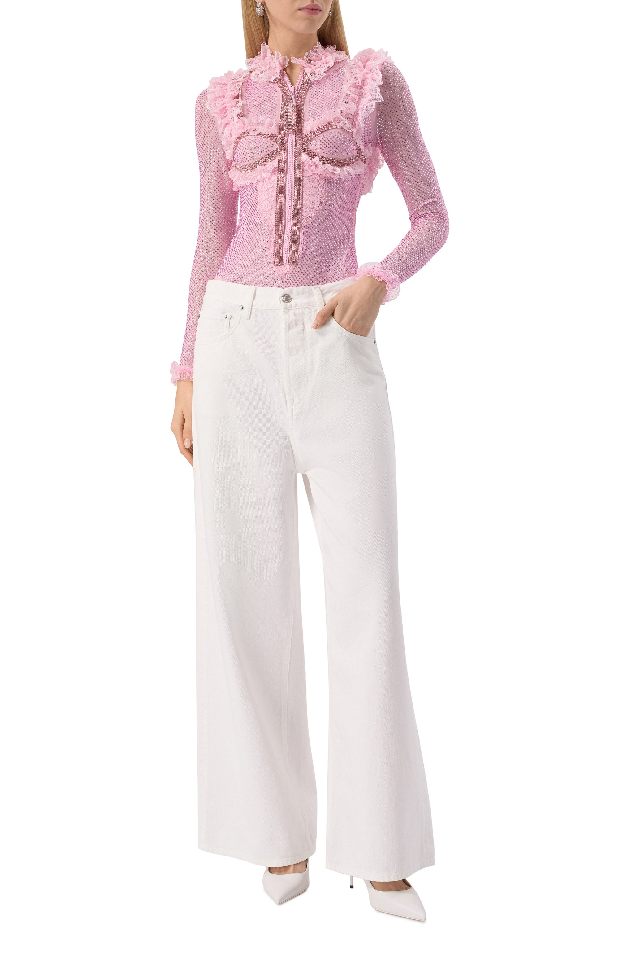 Боди с отделкой стразами SELF-PORTRAIT, арт. SS25CK022TP, фото 2