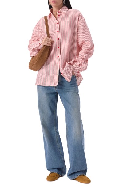 Рубашка изо льна и хлопка PERVERT красного цвета по цене 35000 руб., арт. PE24/SHT02/31-41, фото 2 Рубашка изо льна и хлопка PERVERT, арт. PE24/SHT02/31-41, фото 2