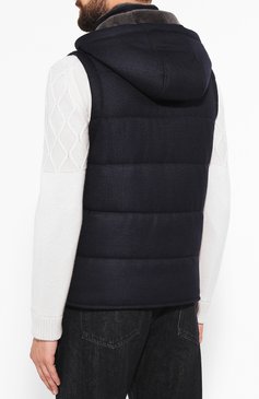 Шерстяной жилет с меховой отделкой BRIONI, арт. SUN30L/08A9P, фото 4