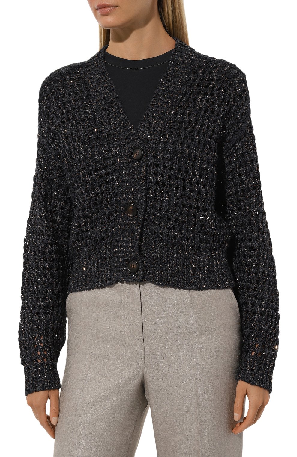 Кардиган из шелка и льна BRUNELLO CUCINELLI, арт. MEA36BP414, фото 3