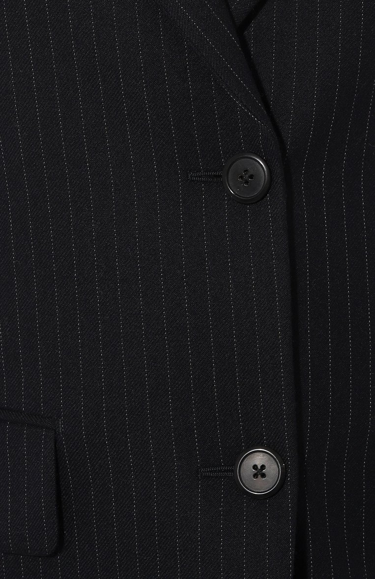 Женский шерстяной жакет PRADA синего цвета, арт. P599L-1ZM6-F0124-212 | Фото 5 (Длина (для топов): Удлиненные; Материал внешний: Шерсть; Рукава: Длинные; Женское Кросс-КТ: Жакет-одежда; 1-2-бортные: Однобортные)
