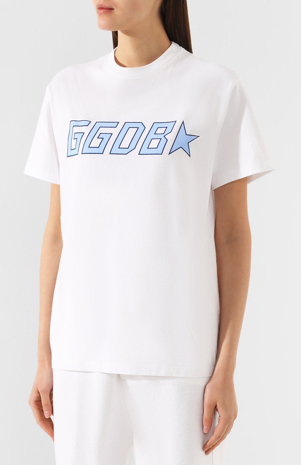 Хлопковая футболка GOLDEN GOOSE DELUXE BRAND белого цвета по цене 11950 руб., арт. G34WP124.L1, фото 3 Хлопковая футболка GOLDEN GOOSE DELUXE BRAND, арт. G34WP124.L1, фото 3