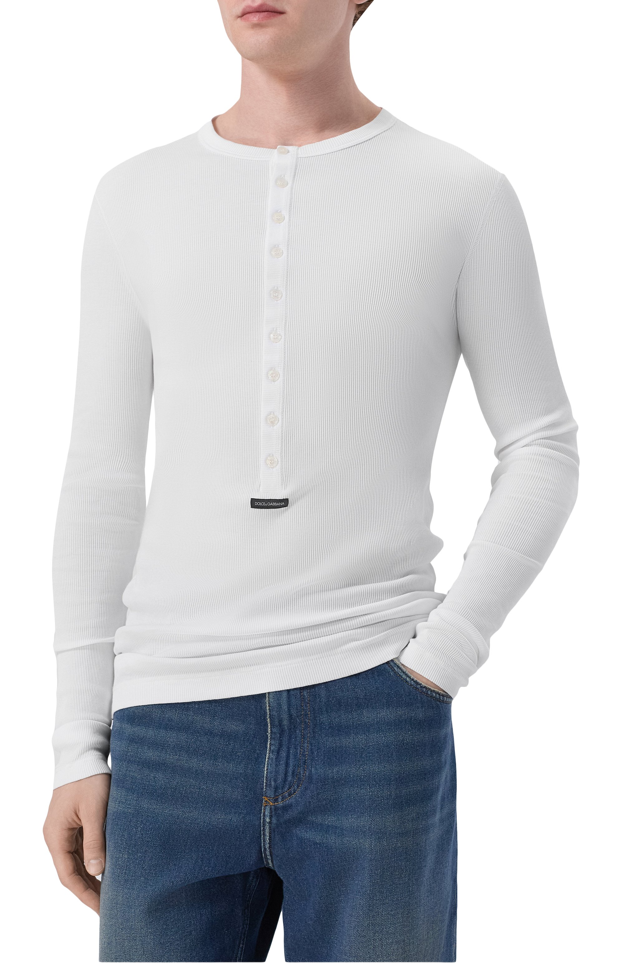 Хлопковый лонгслив-хенли DOLCE & GABBANA, арт. G8PG8T/G7P3J, фото 3