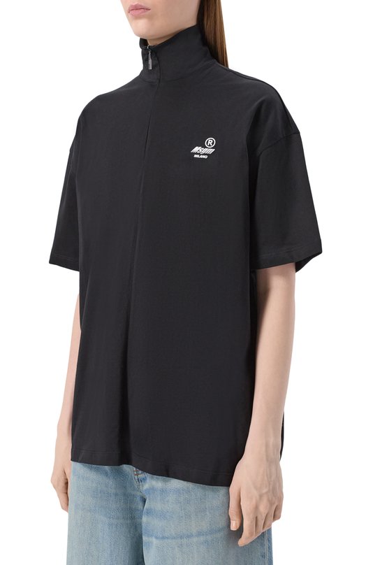 Хлопковая футболка MSGM 3942MDM71N/257798 Чёрный  3942MDM71N/257798 Фото 3