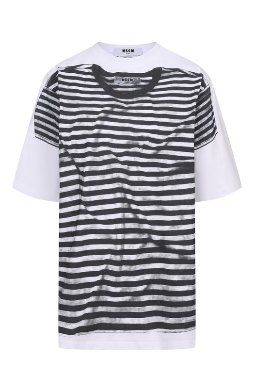 Хлопковая футболка MSGM 4042MDM105 267002/267002 Чёрно-белый 4042MDM105 267002/267002