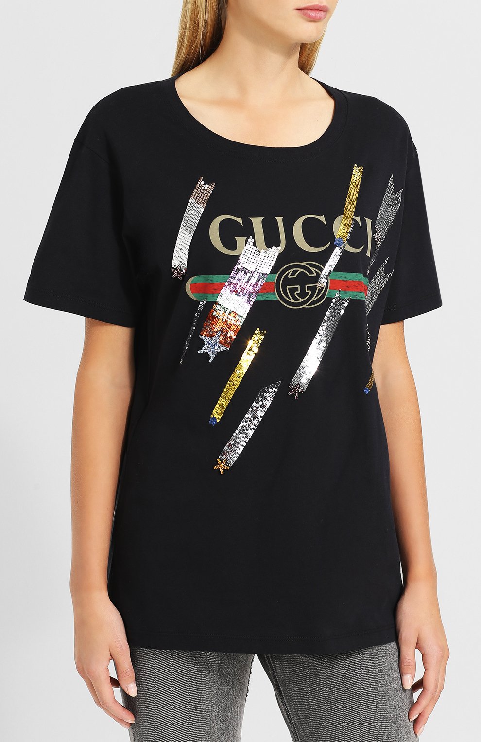 Хлопковая футболка с логотипом бренда GUCCI, арт. 492347/X9Y30, фото 3
