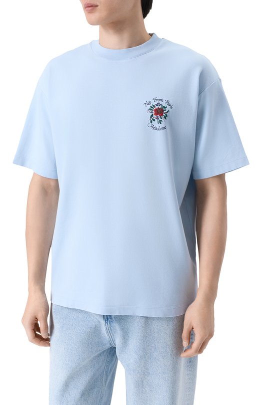 Хлопковая футболка Drole De Monsieur J-TS210-C0002-LBE Голубой  J-TS210-C0002-LBE Фото 3