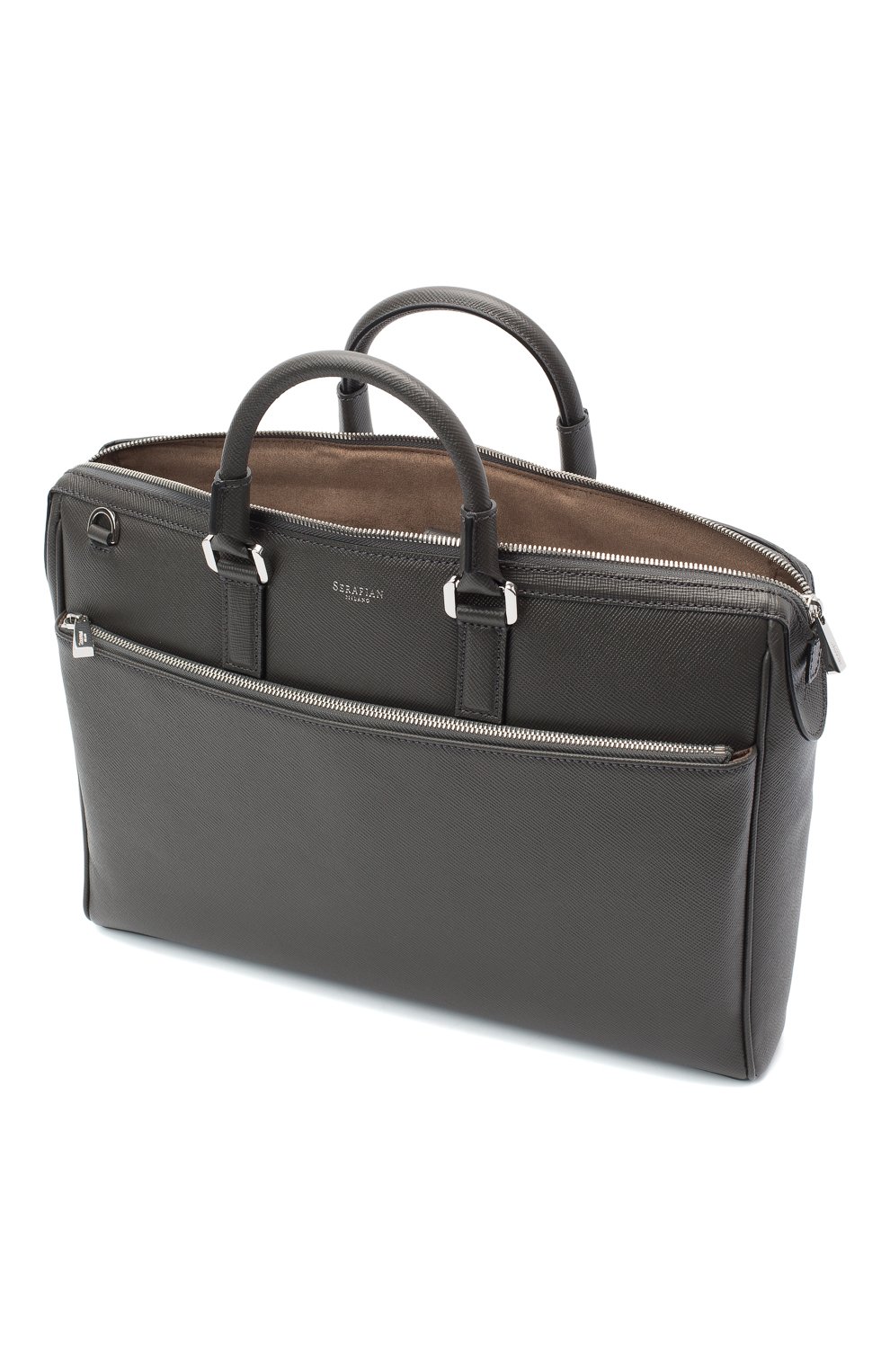 Кожаная сумка для ноутбука SERAPIAN серого цвета по цене 134000 руб., арт. SEV0LMLL6198M38B, фото 4 Кожаная сумка для ноутбука SERAPIAN, арт. SEV0LMLL6198M38B, фото 4