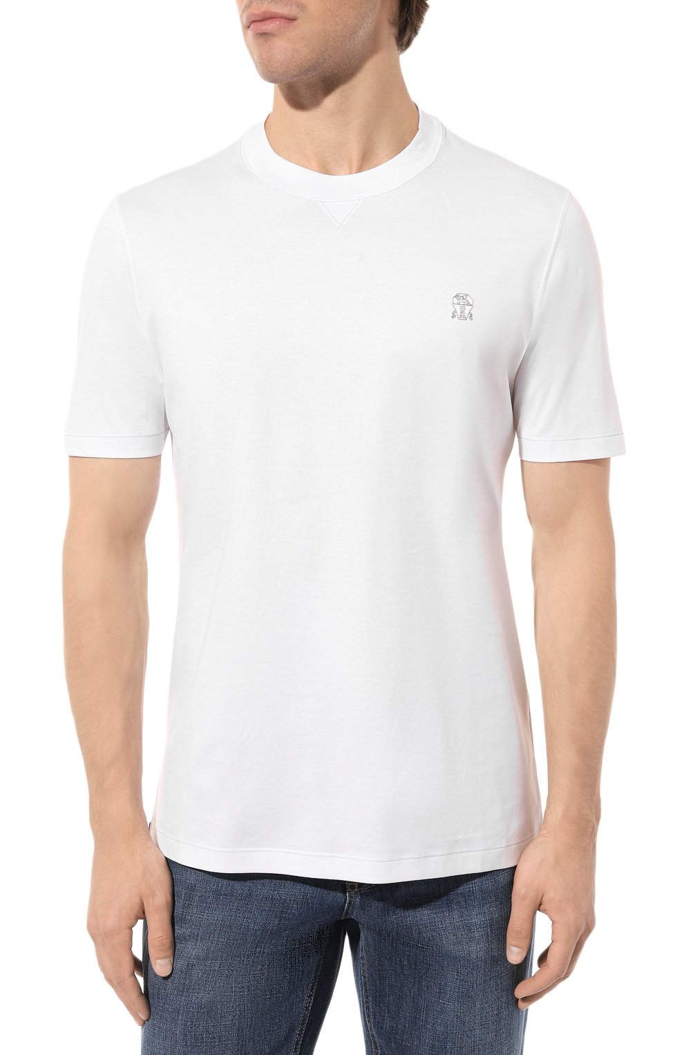 Хлопковая футболка BRUNELLO CUCINELLI белого цвета по цене 35150 руб., арт. M0T611328G, фото 3 Хлопковая футболка BRUNELLO CUCINELLI, арт. M0T611328G, фото 3