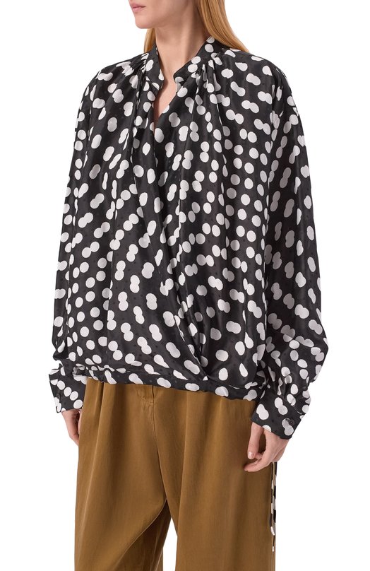 Блузка из вискозы и шелка Dries Van Noten 010744-3114 Чёрно-белый  010744-3114 Фото 3