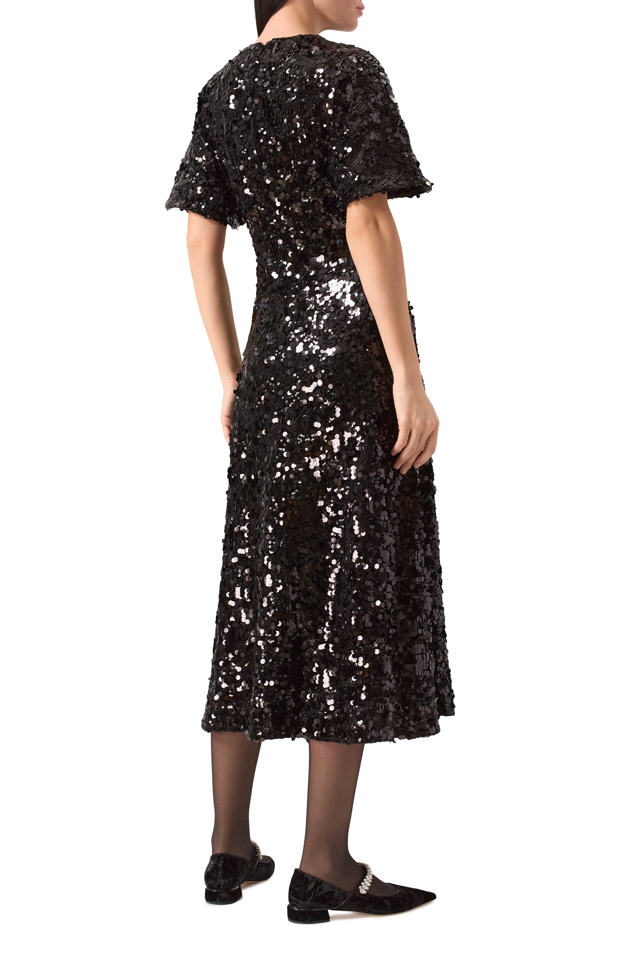 Платье с отделкой пайетками GANNI, арт. T4044, фото 4