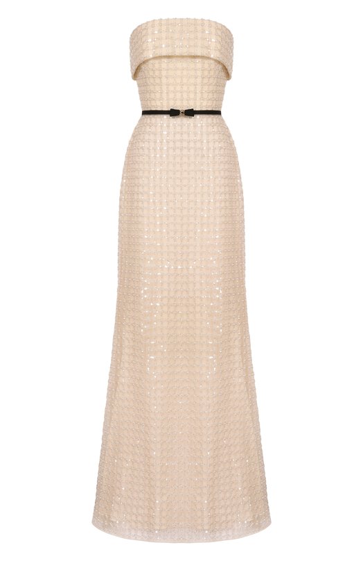 Платье с отделкой пайетками и бисером Elie Saab D1003NR26/TU023 Кремовый D1003NR26/TU023