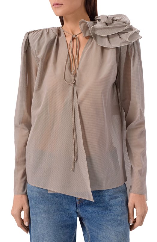 Шелковая блузка Magda Butrym 102725 Бежевый  102725 Фото 3