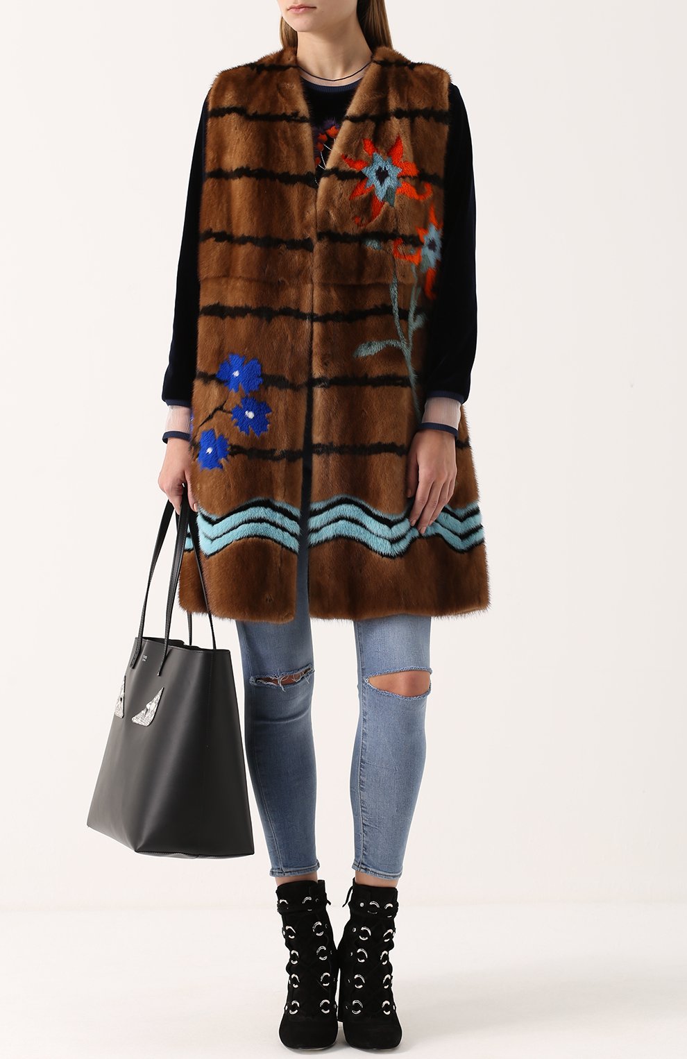 Меховой жилет из норки с контрастной отделкой FENDI, арт. FNH289/SDT, фото 2