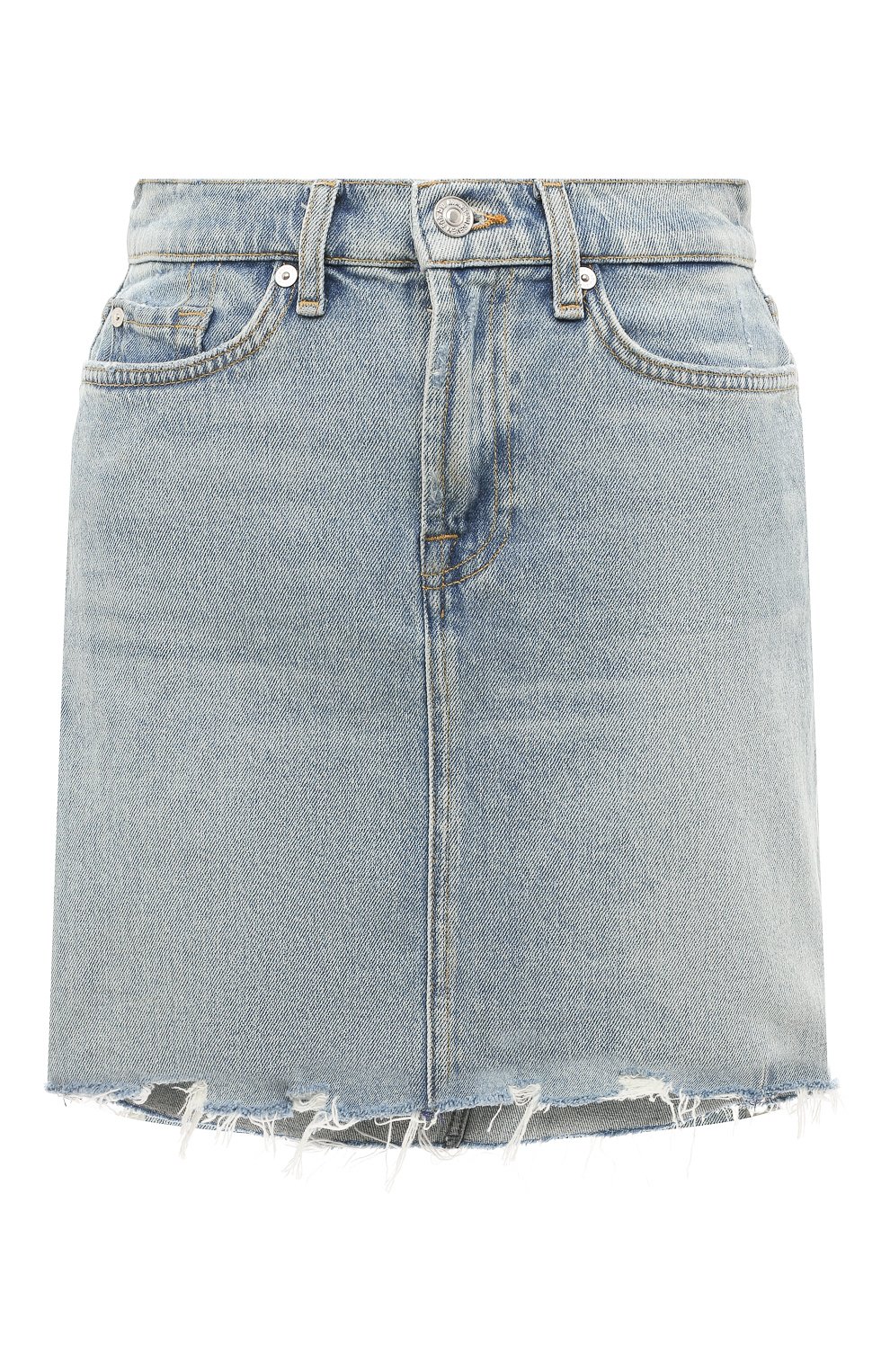 Джинсовая юбка 7 FOR ALL MANKIND голубого цвета по цене 18100 руб., арт. JSMIC100AW, фото 1 Джинсовая юбка 7 FOR ALL MANKIND, арт. JSMIC100AW, фото 1