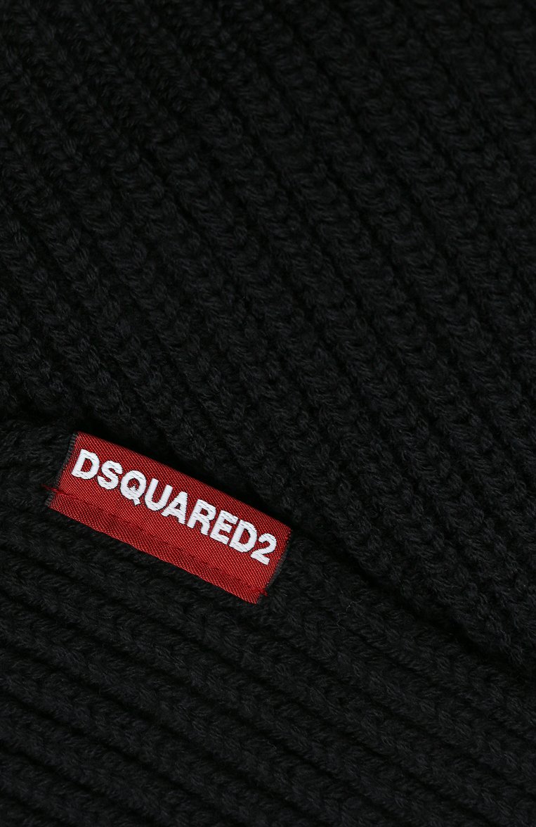Женская комплект из шапки и шарфа DSQUARED2 черного цвета, арт. KNW0065/01W06757 | Фото 6 (Нос: Не проставлено; Материал: Текстиль, Шерсть)
