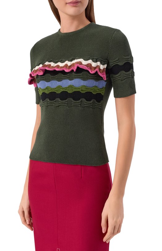 Хлопковый пуловер Marni GCMD0640Q0/UFCC21 Хаки  GCMD0640Q0/UFCC21 Фото 3