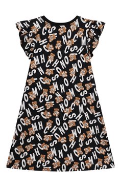Детское хлопковое платье MOSCHINO черного цвета, арт. HDV0CY/LBBB8/4 | Фото 2 (Рукава: Короткие; Материал внешний: Хлопок; Девочки Кросс-КТ: Платье-одежда; Случай: Повседневный; Материал сплава: Проставлено; Региональные ограничения белый список (Axapta Mercury): Не проставлено; Драгоценные камни: Проставлено; Нос: Не проставлено)