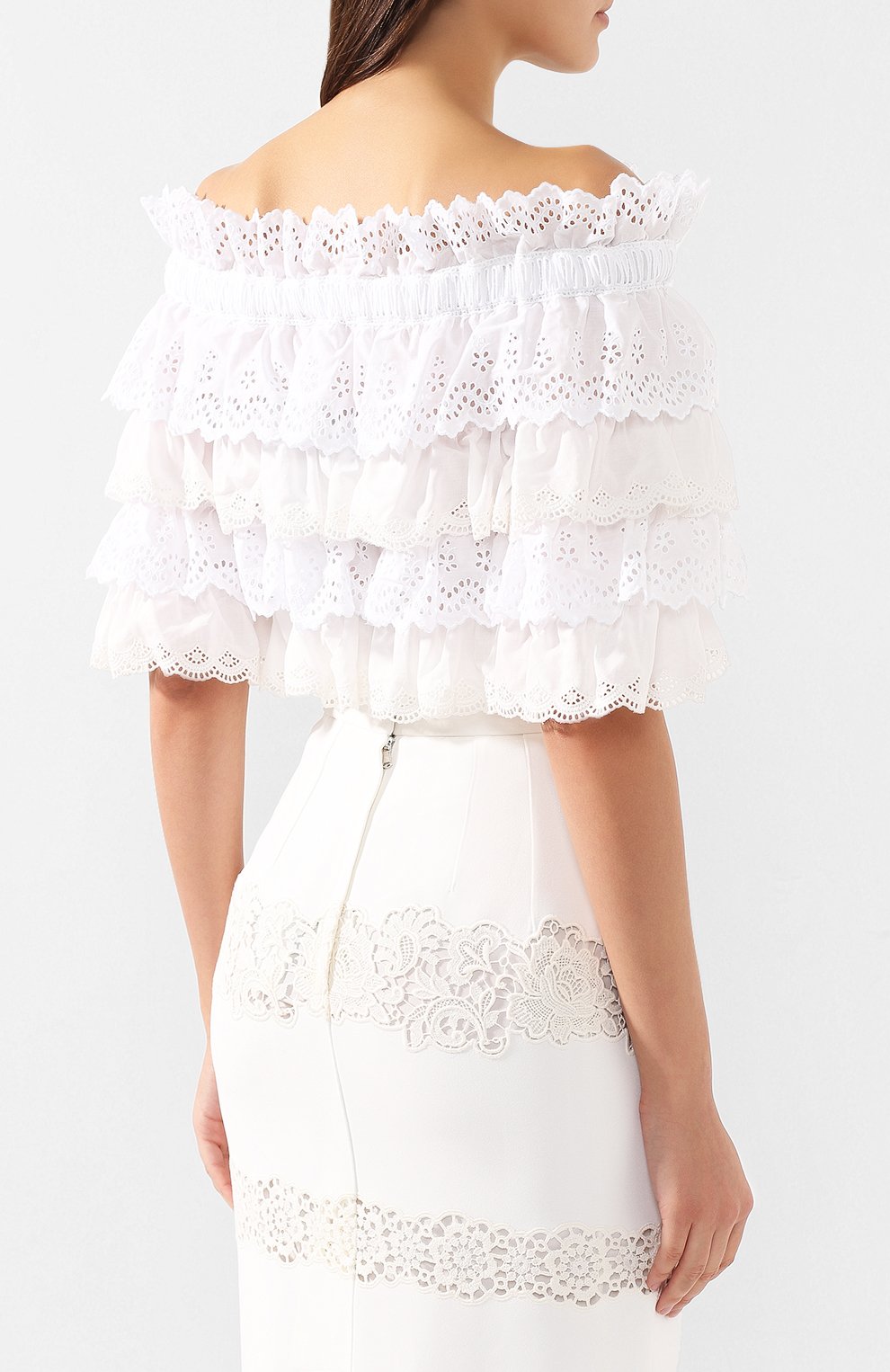 Кружевной топ DOLCE & GABBANA белого цвета по цене 125500 руб., арт. F73E6Z/GDM12, фото 4 Кружевной топ DOLCE & GABBANA, арт. F73E6Z/GDM12, фото 4