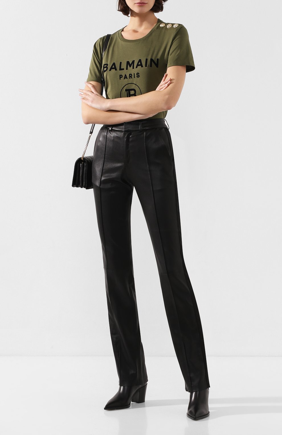Кожаные брюки SPRWMN черного цвета по цене 185500 руб., арт. BTM-007-L/TAIL0RED PANT SATEEN TUX, фото 2 Кожаные брюки SPRWMN, арт. BTM-007-L/TAIL0RED PANT SATEEN TUX, фото 2