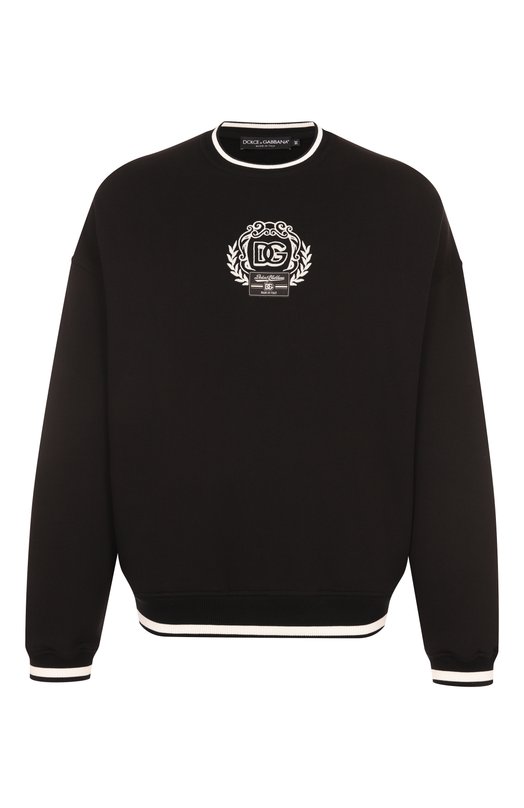 Хлопковый свитшот Dolce & Gabbana G9BIQZ/HU7DU Чёрный G9BIQZ/HU7DU