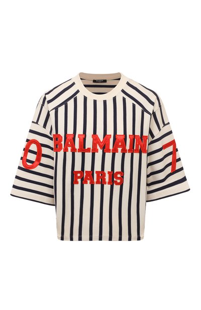 Женская хлопковая футболка BALMAIN, арт. BF1EE080/JG77